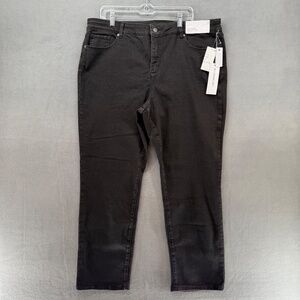 Liz Claiborne Jeans Women's 18 Long Black Girlfriend Straight Leg Mid-Rise